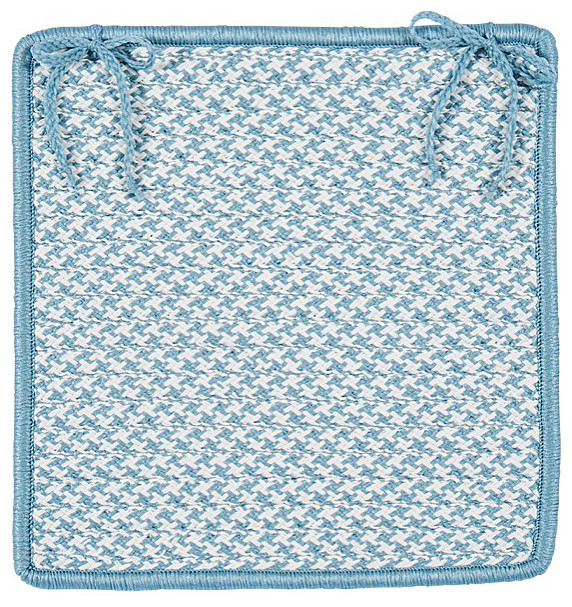 Colonial Mills Outdoor Houndstooth Tweed Sea Blue Chair Pad, Set of 4