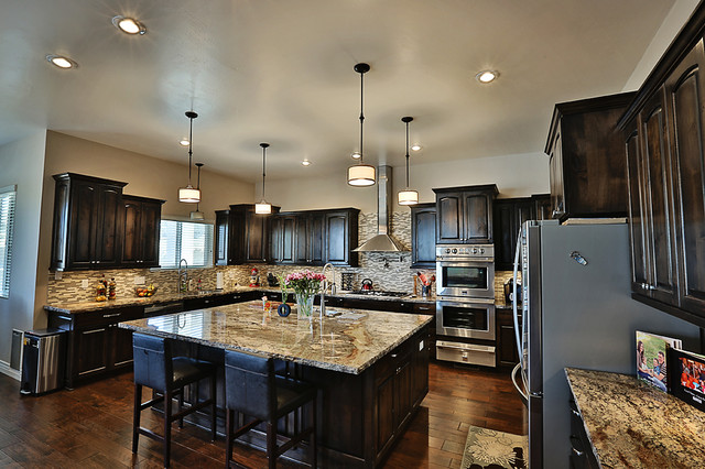 River Bordeaux Granite Counter Tops Traditional Kitchen