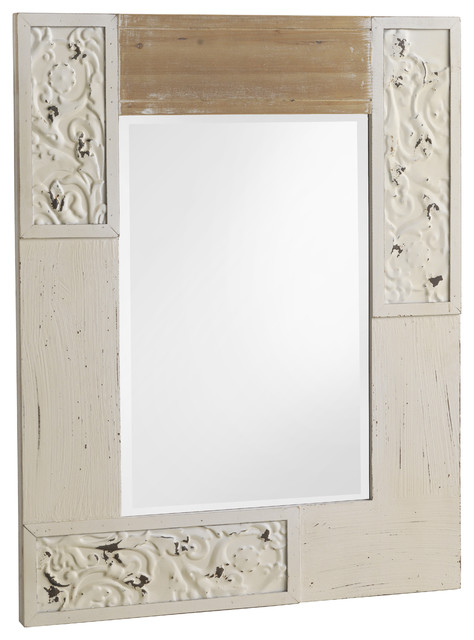 Whitewashed Country Wall Mirror, 70x90 cm