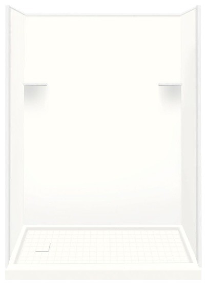 32"x60"x75" Solid Surface Left-Hand Alcove Shower Kit, White