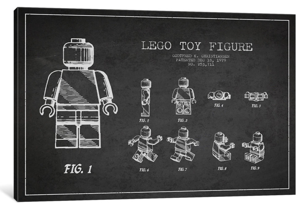 "Lego Dark Patent Blueprint" by Aged Pixel, 18"x12"x.75", 1-Piece