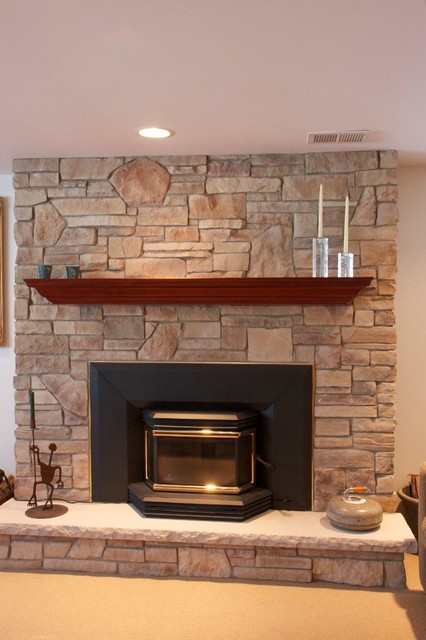A new stone fireplace becomes the focal point of any room