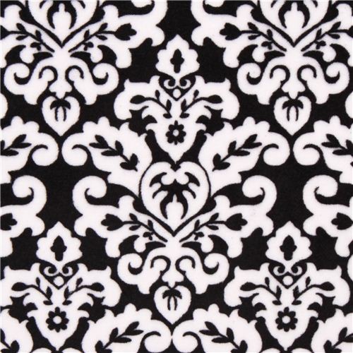 black ornament minky fabric fleece plush Damask