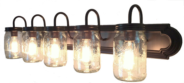 Mason Jar Vanity 5 Light Widemouth Quart Wall Sconce Fixture Mason Jar Vanity 5 Light Widemouth Quart Wall Sconce Fixture