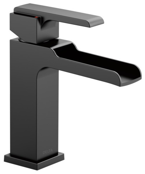 Delta Ara Single Handle Channel Bathroom Faucet, Matte Black, 568LF