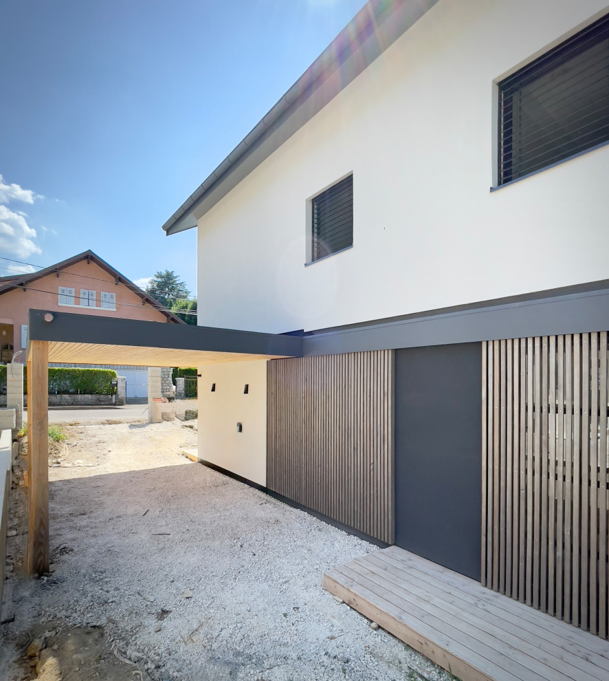 (En cours) Maison ossature bois mixte enduit, bardage bois