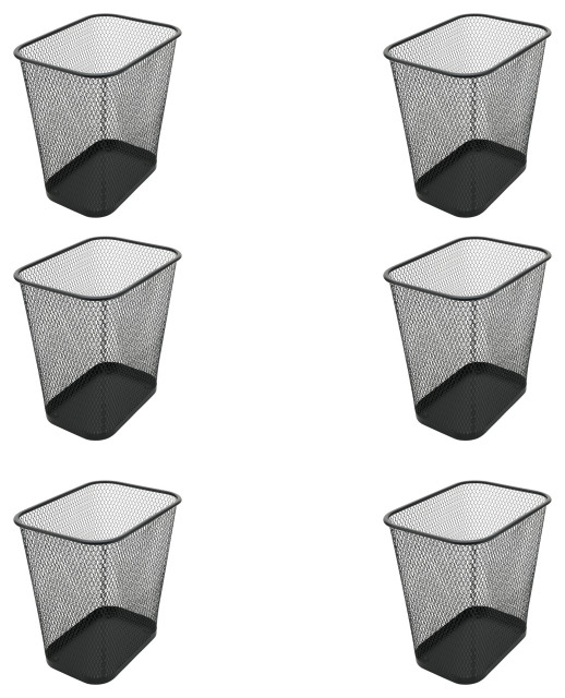 YBM Home Steel Black Mesh Rectangular Open Top Waste Basket 3 Gallon, 6