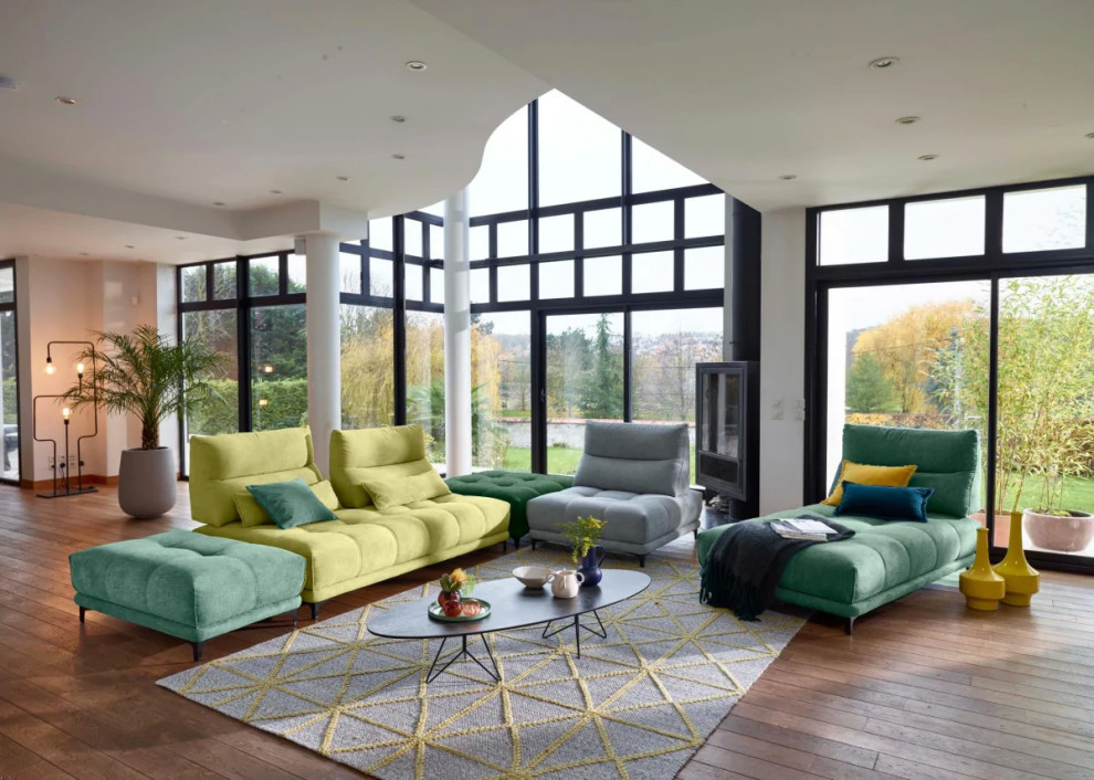 Mara Contemporary Multi Colored Fabric Modular Sectional Sofa