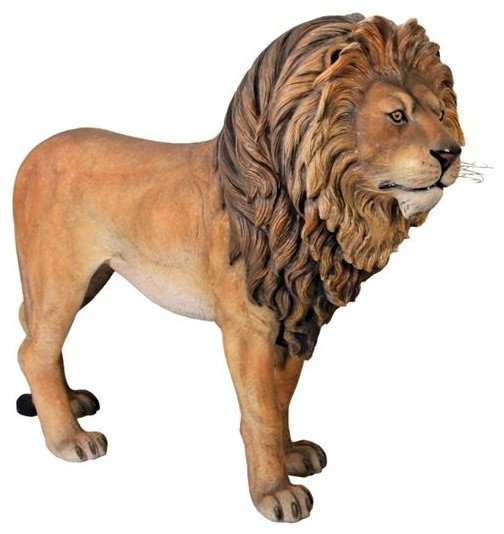 Life Size King Of The Lions Statue Contemporary Garden Statues And