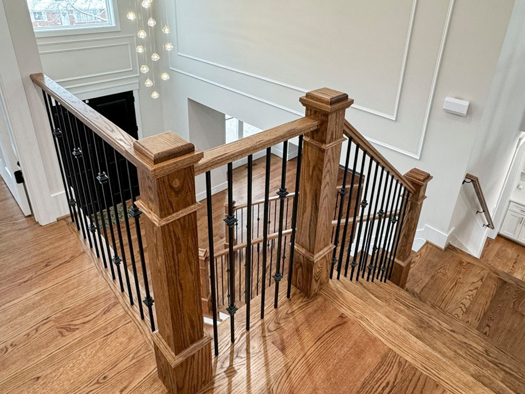 117_Distinct Oak Staircase with Iron Balusters & Oak Rail Profile, Chantilly VA