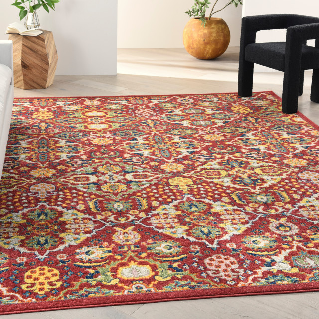 Nourison Home 8'x10' Allur Red MultiColor Area Rug, 7'10"x9'10
