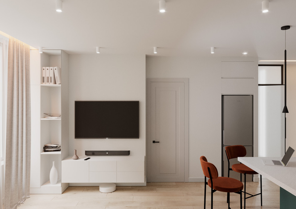 Евро однокомнатная квартира с яркими акцентами в ЖК Атмосфера