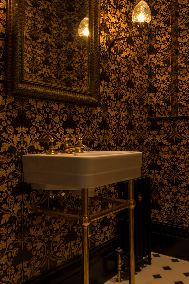Inspiration for an eclectic powder room remodel in London