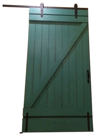 Sliding Vintage Inspired Barn Door Teal Contemporary Interior