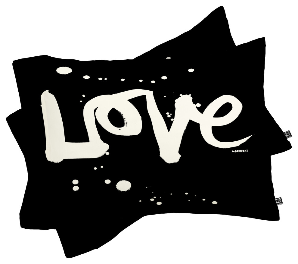 Deny Designs Kal Barteski Love Black Pillow Shams, King, Queen