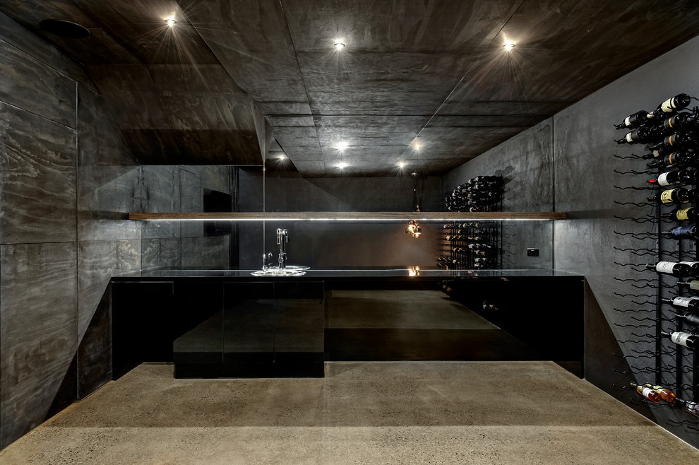 Photo of a contemporary wine cellar in Melbourne.