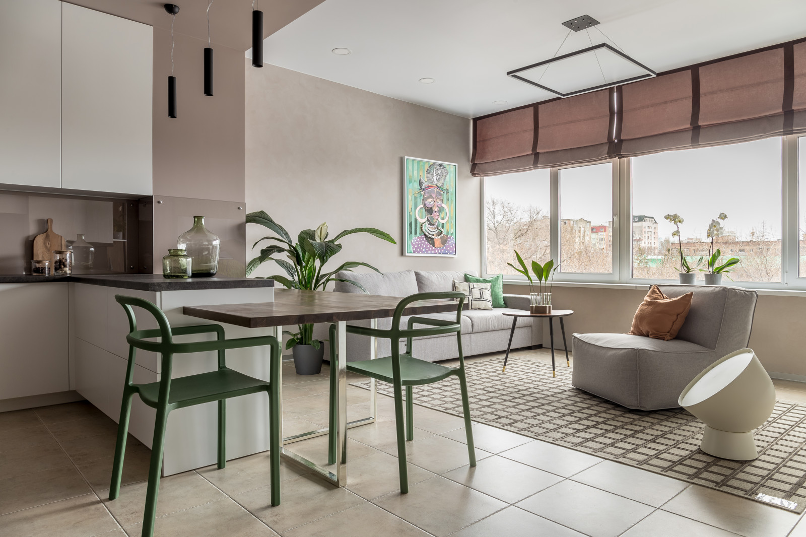 Кухня-гостиная с зеленью
