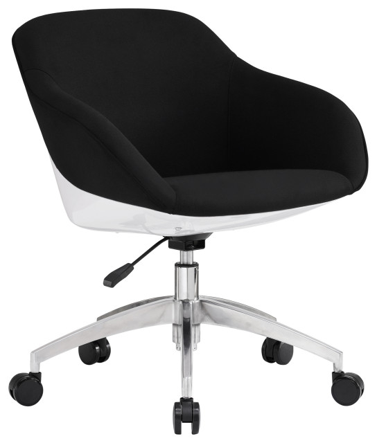 Techni Mobili Home Office Upholstered Task Chair, Black Contemporary
