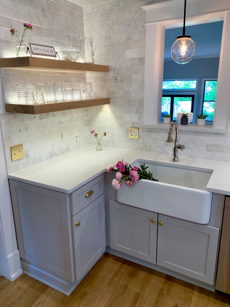 Custom Floating Shelves, Farm Sink conversion, Custom Painted Cabinets ...