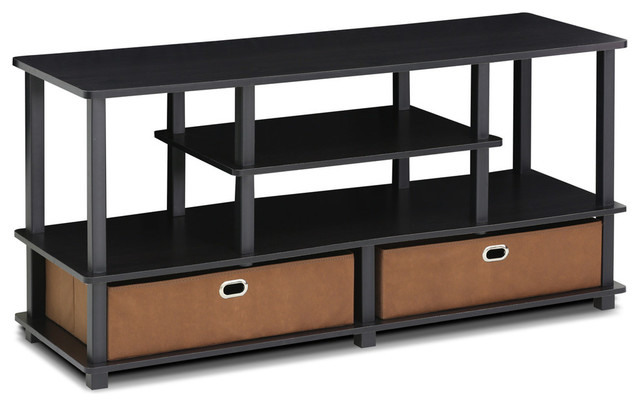 Furinno Furinno JAYA Large TV Stand For Up To 50-Inch TV With Furinno JAYA Large TV Stand for up to 50-Inch TV with Storage Bin, - Furinno Furinno JAYA Large TV Stand For Up To 50-Inch TV With