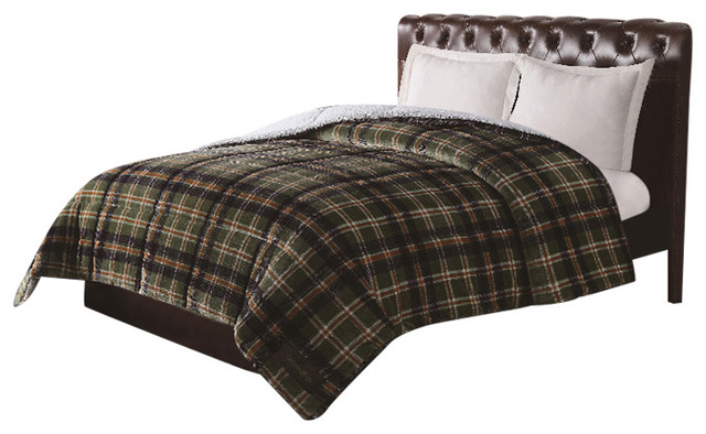 Remington Ultra Velvet Green Plaid Comforter - Traditional ...