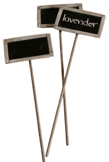 Chalkboard Garden Stakes, Galvanized Tin. Set of 3