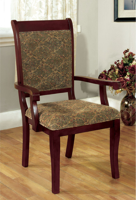 Furniture of America Ravena Antique Cherry Printed Arm Chair (Set of 2)