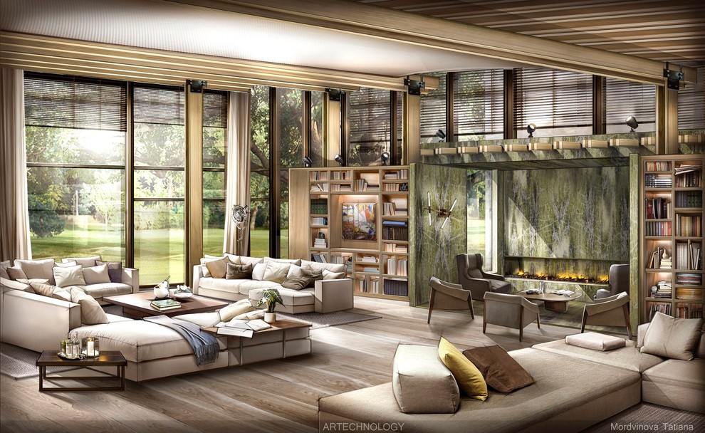 2D Визуализация гостиной в современном стиле (архитектурная мастерская Artechnol