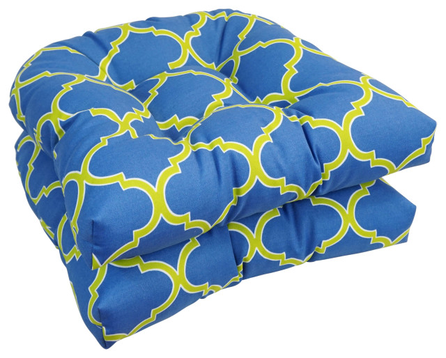 19" UShaped Dining Chair Cushions, Set of 4, Irondaze Cobalt