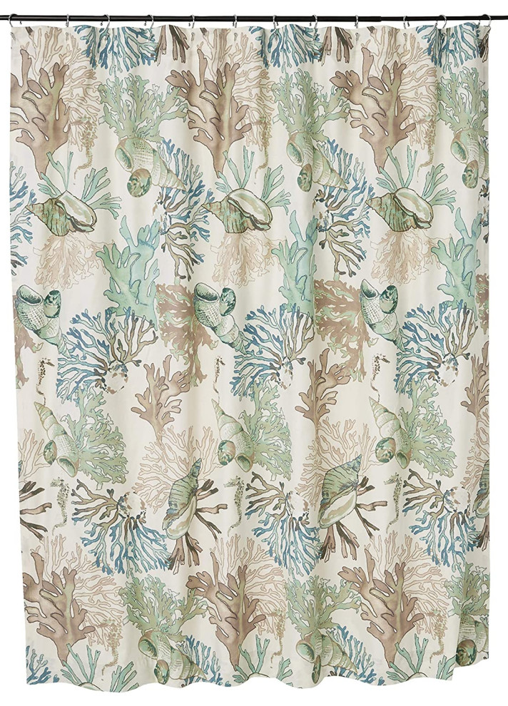 Greenland Home Fashions Atlantis Shower Curtain 72"x72" Jade Beach