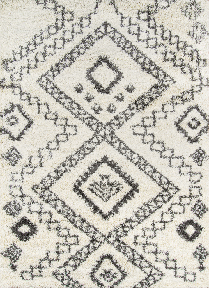 Maya 2" Thick Pile, Berber-Style Rug, Ivory, 7'10"x9'10"