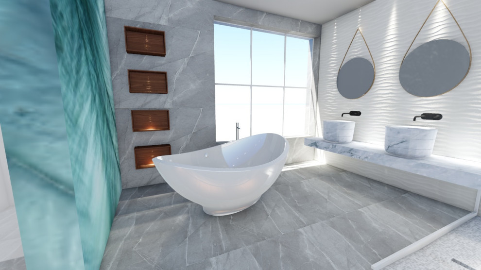 Inspiration for a transitional bathroom remodel in Miami