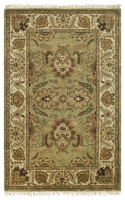 Safavieh Handmade Classic Jaipur Green/ Ivory Wool Rug (5' x 8')