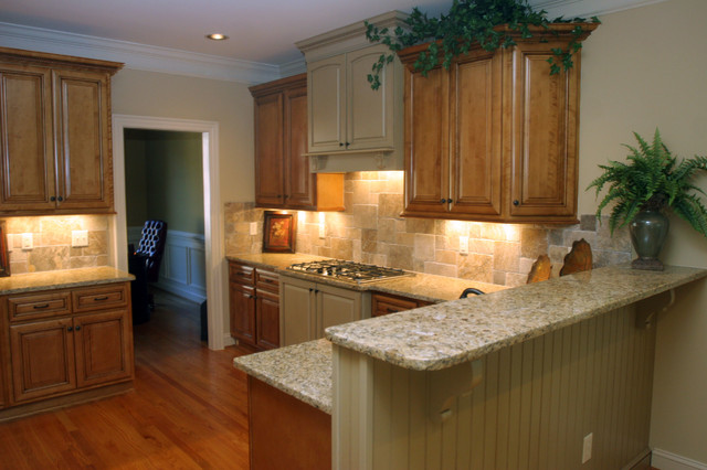 Gold Brazil Granite Countertop Traditional Kitchen Raleigh