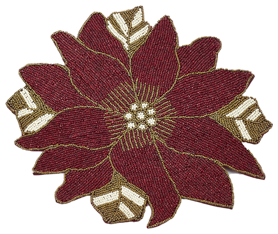 Sanskirt Hand Beaded 15 Round Elegant Placemat 1 Piece Contemporary Placemats By Styles I Love Inc