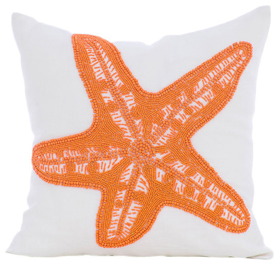Starfish Makeover, White 16"x16" Cotton Linen Throw Pillows Cover