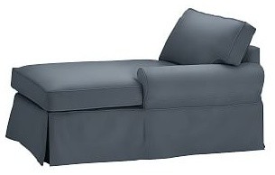 PB Basic Right Arm Chaise Slipcover, Brushed Canvas Harbor Blue