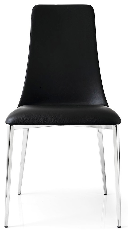 Etoile Leather Side Chair, White and Black