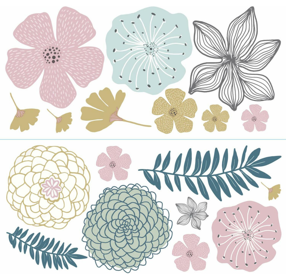 Perennial Blooms Peel And Stick Giant Wall Decals Contemporary Wall