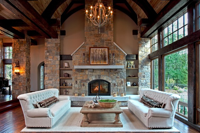grand living room with fireplace
