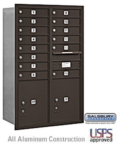 4C Horizontal Mailbox - 13 Door High Unit - Double Column - 14 MB1 Doors / 2 PL5