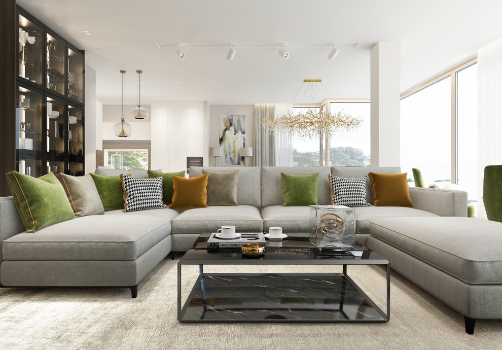 Современный интерьер загородного дома - гостинная