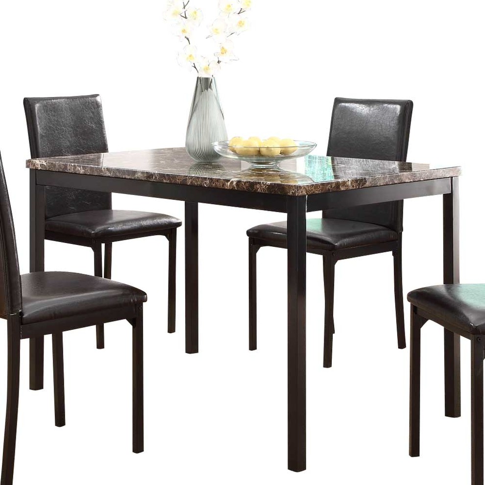 Homelegance Tempe Faux Marble Top Dining Table with Black Metal Base