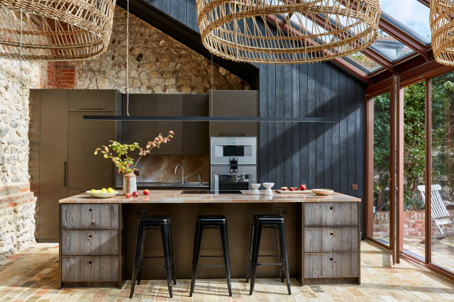 Modern barn conversion country-kitchen
