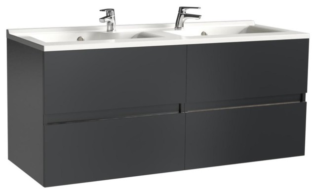 Rosaly Double Bathroom Vanity Unit, 120 cm, Grey Without Legs