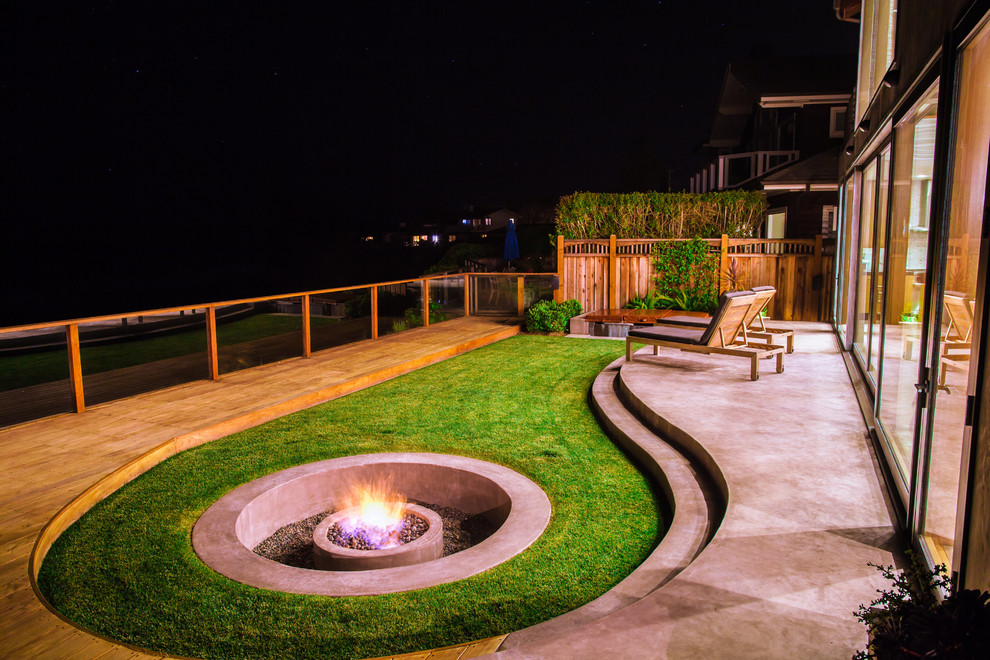Design ideas for a large transitional backyard patio in San Francisco with no cover.