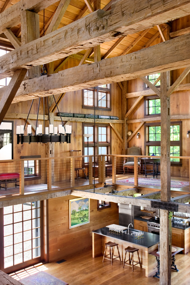 Large country home design photo in New York