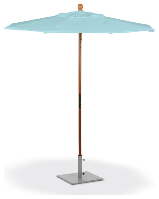 6' Octagon Sunbrella Umbrella, Solid Tropical Hardwood Frame, Mineral Blue Sunbr
