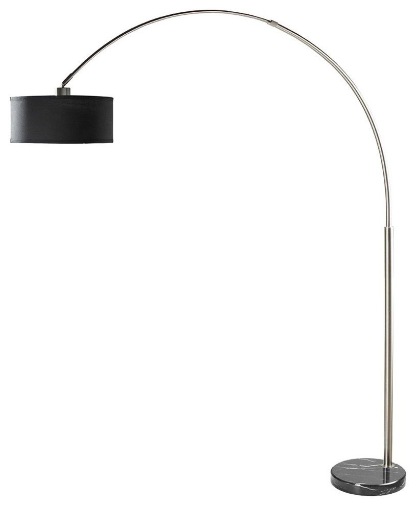 Adjustable Arc Floor Lamp With Marble Base, 81", Black