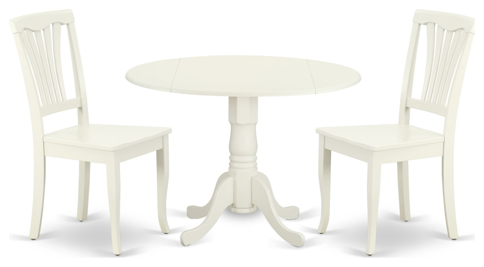 3Pc Round 42 Inch Table With Two 9Inch Drop Leaves, 2 Vertical Slatted